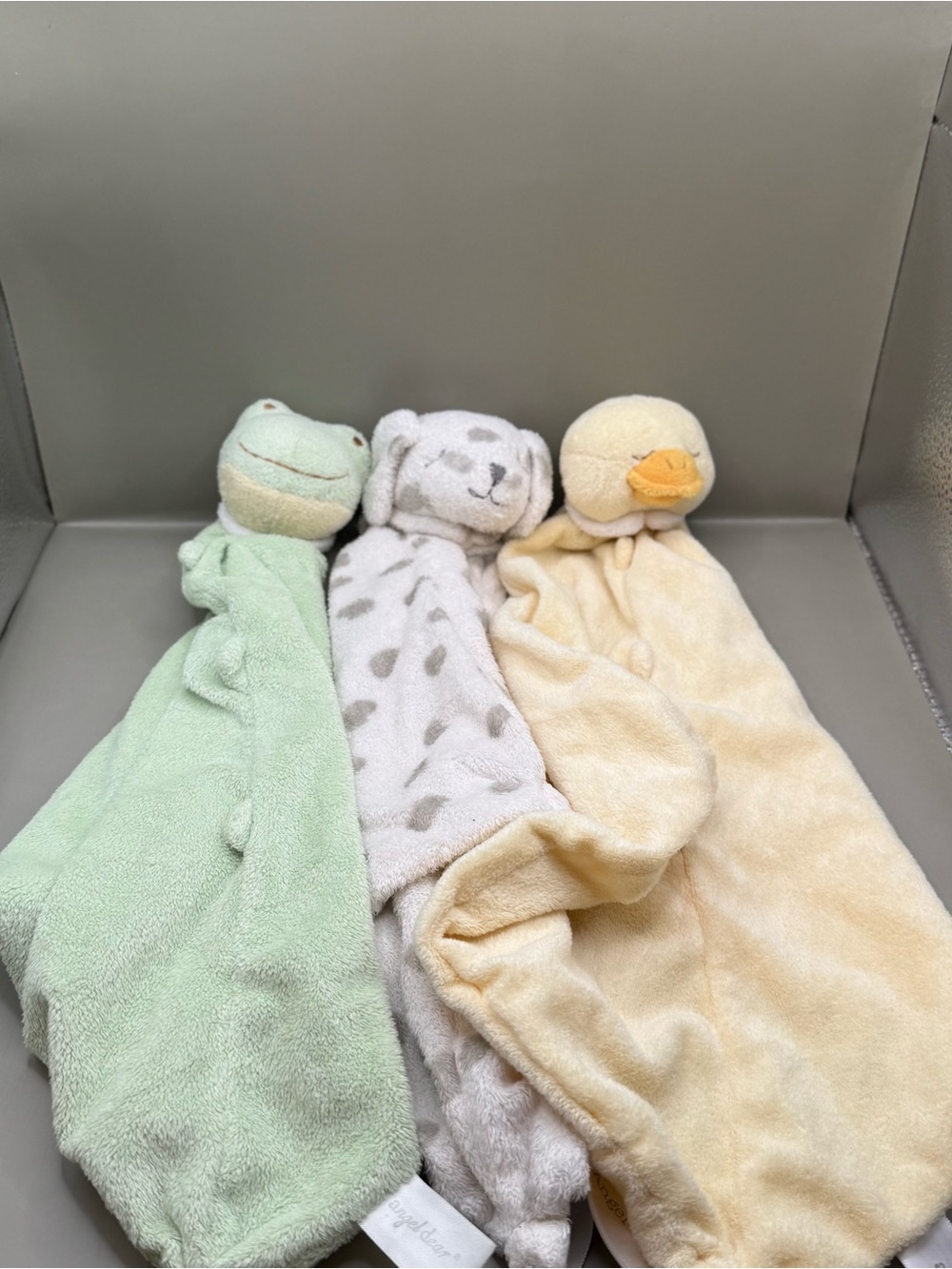 Angel Dear Lovey Lot - Frog Lovey Duck Lovey and Dalmatian Lovey Plush